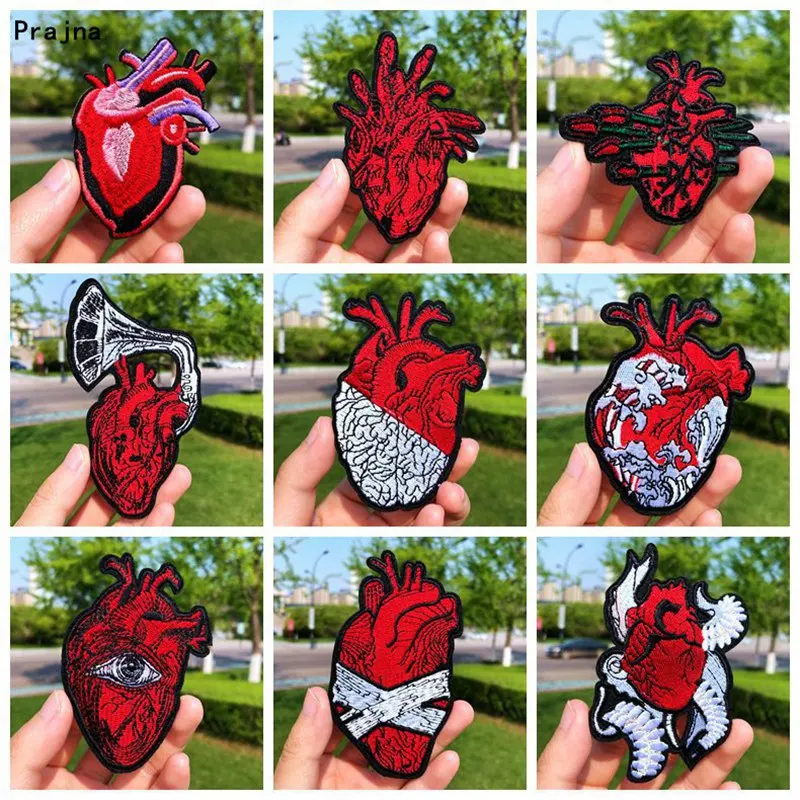 Prajna Punk Red Heart Embroidery Patches For Clothing DIY Human Organs Iron On Patches On Clothes Stripe Badges Patch Applique
Prajna Punk Red Heart Embroidery Patches For Clothing DIY Human Organs Iron On Patches On Clothes Stripe Badges Patch Applique
