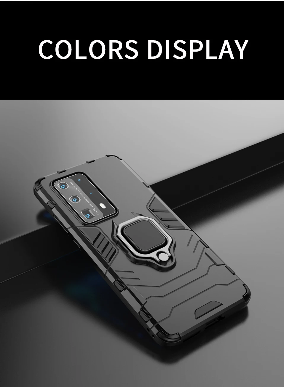 Luxury Armor Cover Phone Case For Huawei P40 Lite E y6 y7 2019 Honor 8i 10i 20i 8S 20 Pro Nova 5 Car Stand Ring Holder Back Case (8)