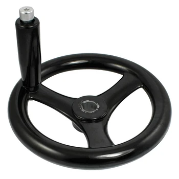 Black 18mm x 200mm 3 spoke handwheel with rotating handle
Black 18mm x 200mm 3 spoke handwheel with rotating handle