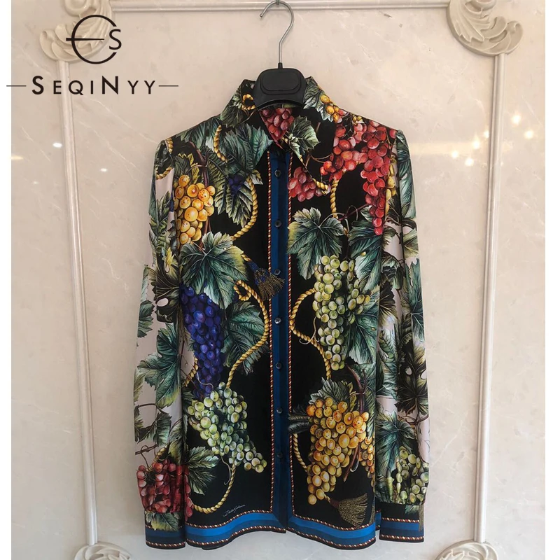SEQINYY Runway Blouse 2020 Spring Autumn New Fashion Design Women Grape Retro Tassel Print Black Silk Sicily Shirt
SEQINYY Runway Blouse 2020 Spring Autumn New Fashion Design Women Grape Retro Tassel Print Black Silk Sicily Shirt
