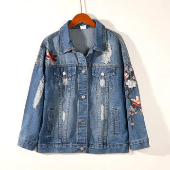 New Women Plus size Loose Harajuku Flowers Embroidery Hole Denim Jacket Spring Long Sleeve Casual Female Jeans Jacket Basic coat
New Women Plus size Loose Harajuku Flowers Embroidery Hole Denim Jacket Spring Long Sleeve Casual Female Jeans Jacket Basic coat