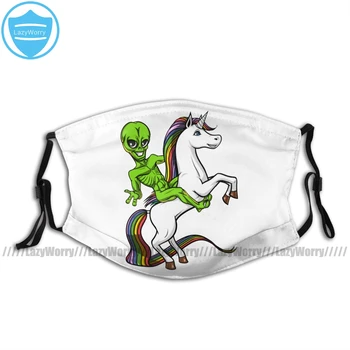 

Alien Mouth Face Mask Space Alien Riding Magical Unicorn UFO Facial Mask Kawai Funny with 2 Filters for Adult