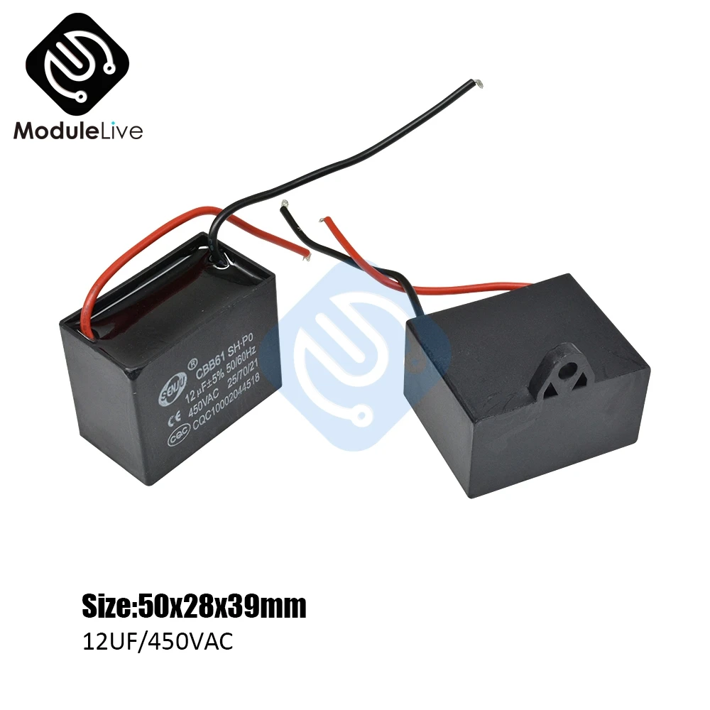 CBB61 Starting Capacitance AC Fan Capacitor 2 Wires 12UF/450V AC Terminal Ceiling Fan Motor Rectangle Capacitor
CBB61 Starting Capacitance AC Fan Capacitor 2 Wires 12UF/450V AC Terminal Ceiling Fan Motor Rectangle Capacitor