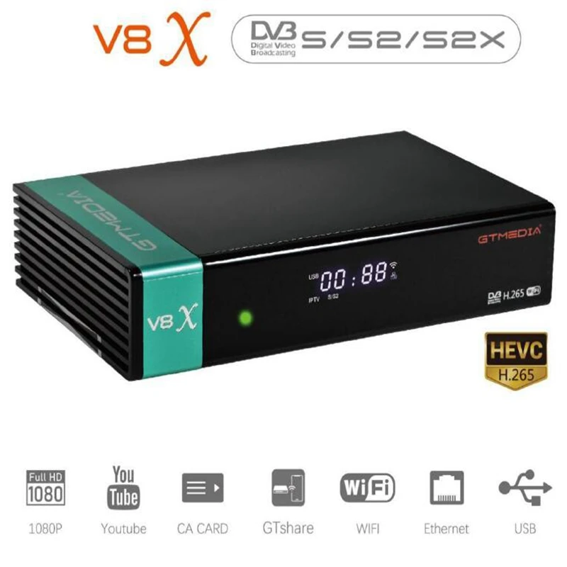 Gtmedia V8X DVB-S2X Satellite TV Receiver Support PowerVu Bisskey H.265 Built-in Wifi
Gtmedia V8X DVB-S2X Satellite TV Receiver Support PowerVu Bisskey H.265 Built-in Wifi