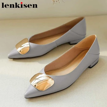 Lenkisen new arrival full grain leather pointed toe low heel European design metal decorations shallow slip on elegant pumps L20
Lenkisen new arrival full grain leather pointed toe low heel European design metal decorations shallow slip on elegant pumps L20