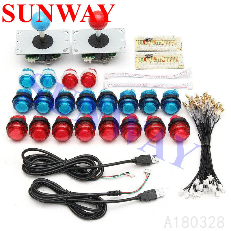 2 Players DIY Arcade Joysticks LED Illuminated Buttons DIY Joystick Parts For MAME With LED Buttons+ 2 Joysticks+2 USB Encoder
2 Players DIY Arcade Joysticks LED Illuminated Buttons DIY Joystick Parts For MAME With LED Buttons+ 2 Joysticks+2 USB Encoder