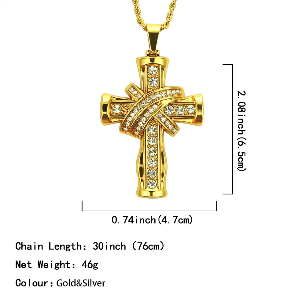 Heavy Cross Necklace Stainless Steel Christs Pendant Gold Byzantine Chain Men Ms Necklaces Jewelry Gifts Heavy Cross Necklace Stainless Steel Christs Pendant Gold Byzantine Chain Men Ms Necklaces Jewelry Gifts