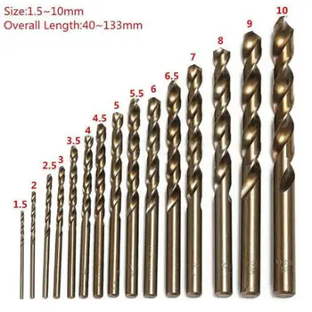 15pcs Drill Bits HSS-Co Stainless Steel Spiral Cobalt Steel Set 1.5/2/2.5/3/3.5/4/4.5/5/5.5/6/6.5/7/8/9/10mm
15pcs Drill Bits HSS-Co Stainless Steel Spiral Cobalt Steel Set 1.5/2/2.5/3/3.5/4/4.5/5/5.5/6/6.5/7/8/9/10mm