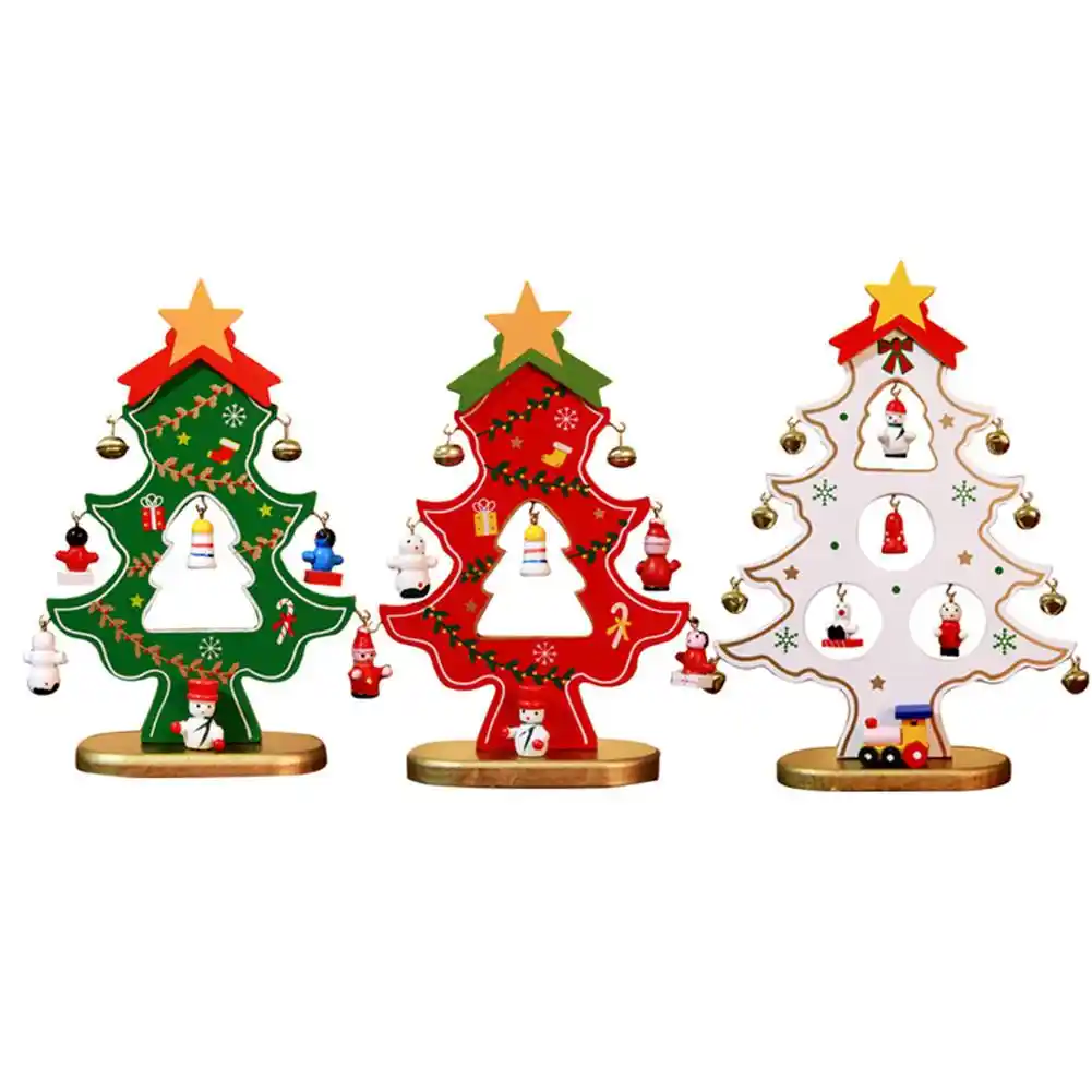 christmas single piece wooden christmas tree desktop small diy