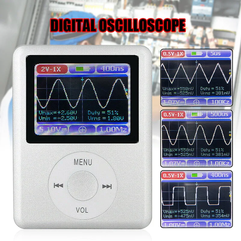 New DSO168 Handheld Mini Oscilloscope Portable Ultra-small Digital 20M Bandwidth 100M Sampling Rate Oscilloscope NE
New DSO168 Handheld Mini Oscilloscope Portable Ultra-small Digital 20M Bandwidth 100M Sampling Rate Oscilloscope NE