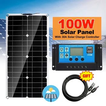100W Solar Panel Dual USB 18V Solar Power Panels+30A Solar Charge Controller for Camping Car Boat Solar Battery
100W Solar Panel Dual USB 18V Solar Power Panels+30A Solar Charge Controller for Camping Car Boat Solar Battery