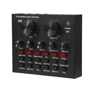 V8 Multifunctional Live Sound Card USB Audio Interface Intelligent Volume Adjustable Audio Mixer Sound Card for Recording Hostin
V8 Multifunctional Live Sound Card USB Audio Interface Intelligent Volume Adjustable Audio Mixer Sound Card for Recording Hostin