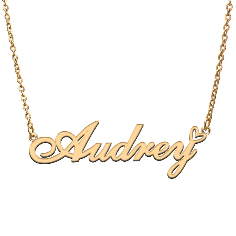 Audrey Name with Love Heart Necklace for Women Stainless Steel Jewelry Nameplate Pendant Femme Mother Child Girls Gift
Audrey Name with Love Heart Necklace for Women Stainless Steel Jewelry Nameplate Pendant Femme Mother Child Girls Gift