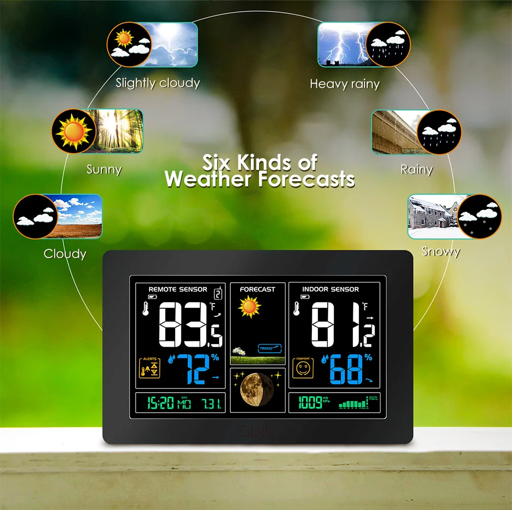 Беспроводная метеостанция часы для погоды помещений улицы датчик температуры и