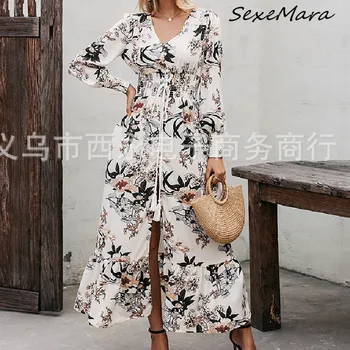 2020 Bohemian Style Women Print Long Dress Spring Casual Lantern Sleeves V-neck Loose Dress
2020 Bohemian Style Women Print Long Dress Spring Casual Lantern Sleeves V-neck Loose Dress