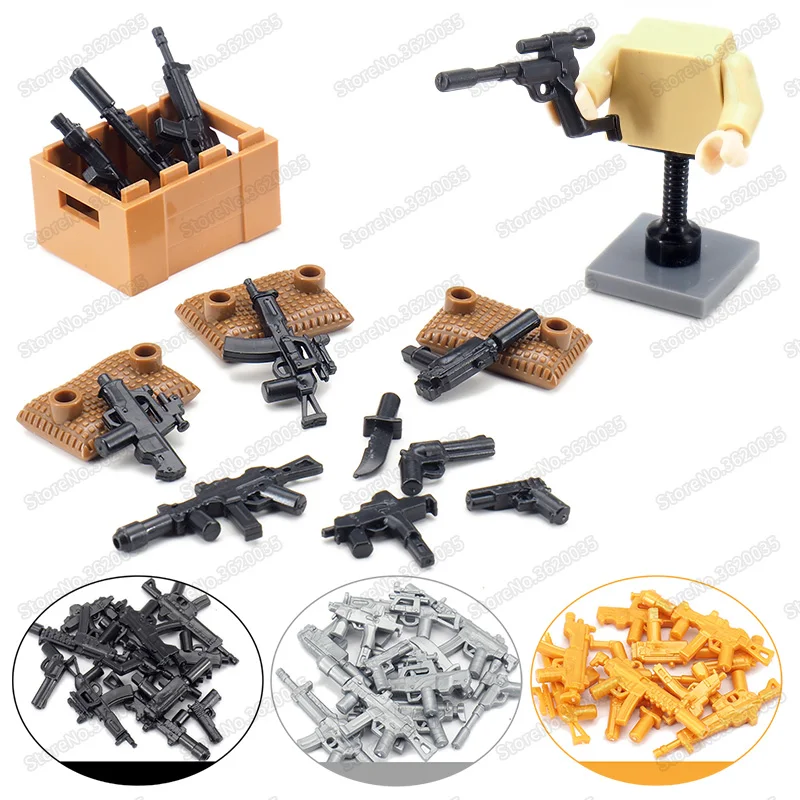 

Legoinglys Military Weapons Assault Soldier Battlefield Army Figures Submachine Gun Equipment Series Moc WW2 Model Boy Gift Toys