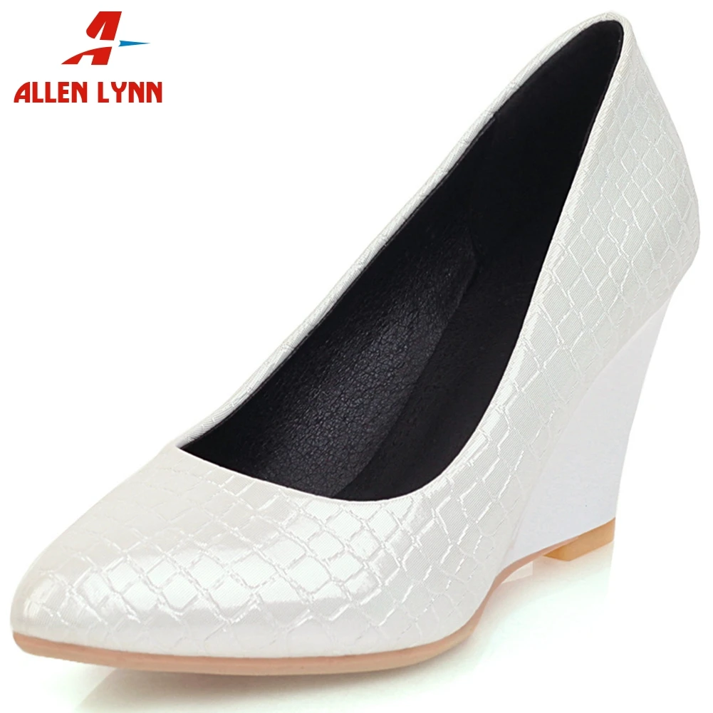 

ALLEN Ladies Office Attracive Shoes Woman Sexy Shallow Pointed Toe Pumps Women Spring Elegant High Wedges Pumps