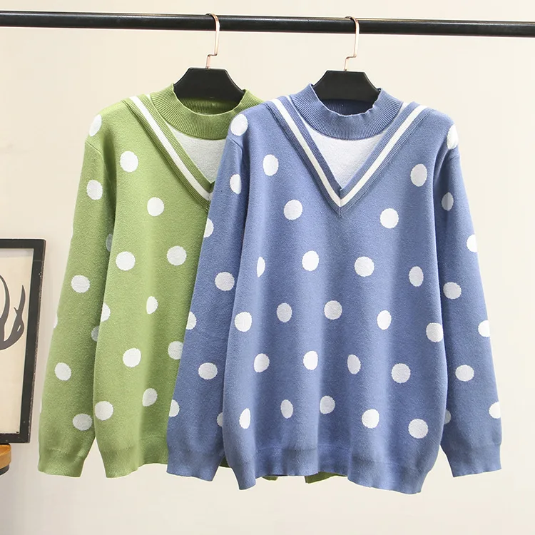 Fat Mm Plus-sized WOMEN'S Dress 2019 Autumn Clothing Korean-style New Style Sweater da bo dian Mock Two-Piece Sweater 1873
Fat Mm Plus-sized WOMEN'S Dress 2019 Autumn Clothing Korean-style New Style Sweater da bo dian Mock Two-Piece Sweater 1873