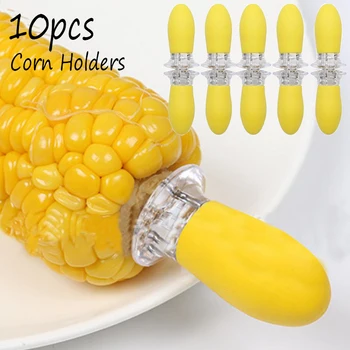 

10PCS Recyclable Stainless Steel Corn Holders Barbecue Accessories Grill Tools Kitchen BBQ Food Skewers Hot Dog Meat Forks