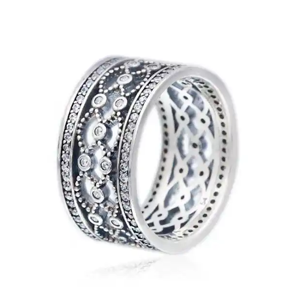 genuine 925 sterling silver ring vintage charming with crystal