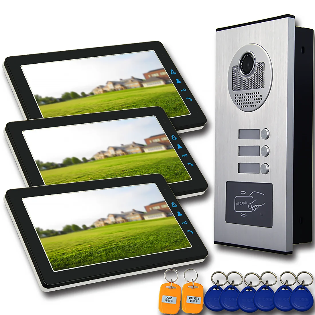 9 Inch Multi Apartments Families Video Door Intercom System 2/3/4/6/8/10/12 Units Apartment RFID Keyfobs Video Door phone Kits
9 Inch Multi Apartments Families Video Door Intercom System 2/3/4/6/8/10/12 Units Apartment RFID Keyfobs Video Door phone Kits