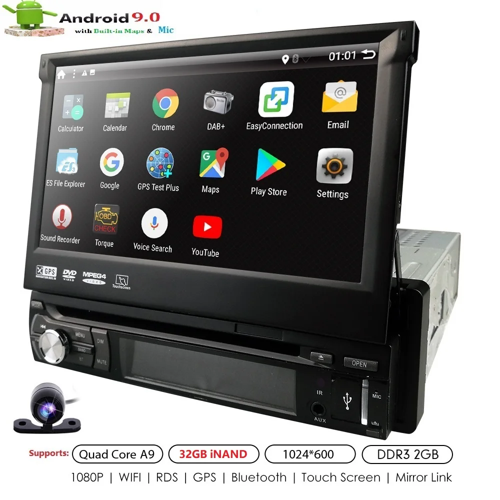 Single 1din Android 9.0 Quad-Core Car DVD GPS Navigation Player 7'' Universal Car Radio WiFi Bluetooth Car Multimedia Player Cam
Single 1din Android 9.0 Quad-Core Car DVD GPS Navigation Player 7'' Universal Car Radio WiFi Bluetooth Car Multimedia Player Cam