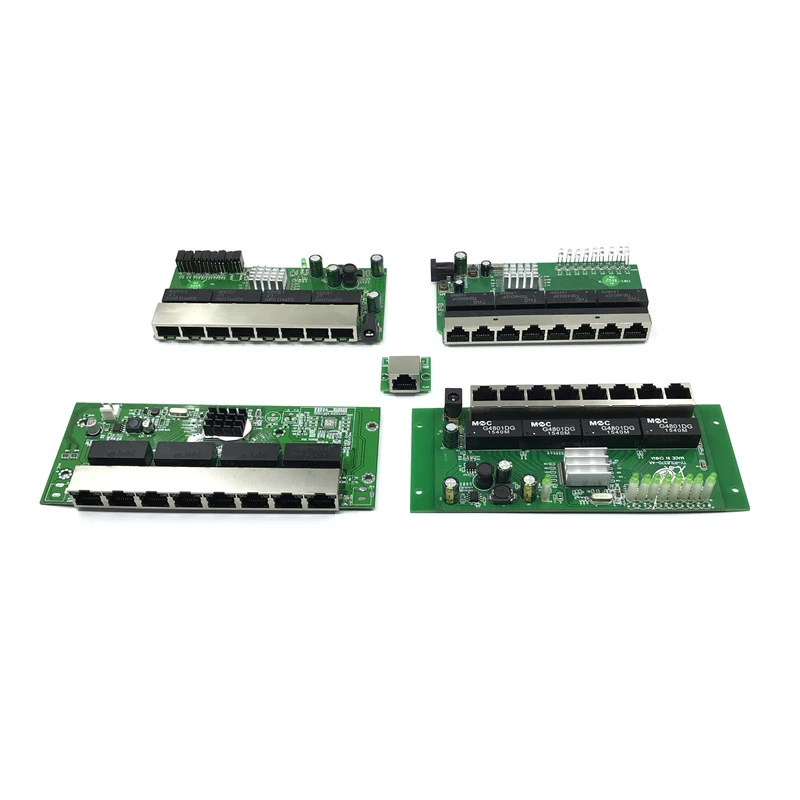 

OEM PBC 8 Port Gigabit Ethernet Switch 8 Port met 8 pin way header 10/100/1000 m hub 8way power pin Pcb board OEM schroef gat