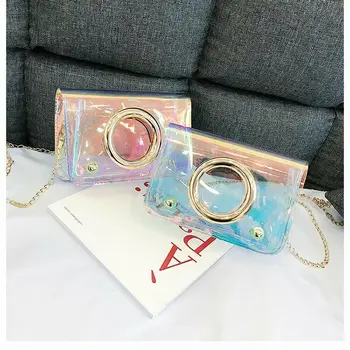 Fashion Women Transparent Handbag Small Mini Messenger Laser Chain Shoulder Bag
Fashion Women Transparent Handbag Small Mini Messenger Laser Chain Shoulder Bag