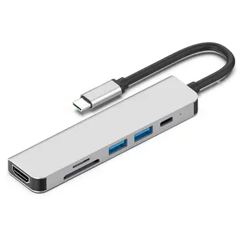 6-in-1 Type-C Hub 4K USB-C to HDMI Adapter USB3.0 Card Reader Support 87W PD Fast Charging for Macbook, Phones
6-in-1 Type-C Hub 4K USB-C to HDMI Adapter USB3.0 Card Reader Support 87W PD Fast Charging for Macbook, Phones