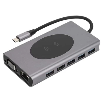 Type-C to HDMI VGA PD USB 13 in 1 Docking Station HD with Wireless Charging New USB Hub Wireless Charging Hub
Type-C to HDMI VGA PD USB 13 in 1 Docking Station HD with Wireless Charging New USB Hub Wireless Charging Hub