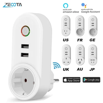 Smart WiFi Power Plug Outlet Socket with USB Remote Control App Control Timer Function Compatible with Amazon Alexa Google Home
Smart WiFi Power Plug Outlet Socket with USB Remote Control App Control Timer Function Compatible with Amazon Alexa Google Home