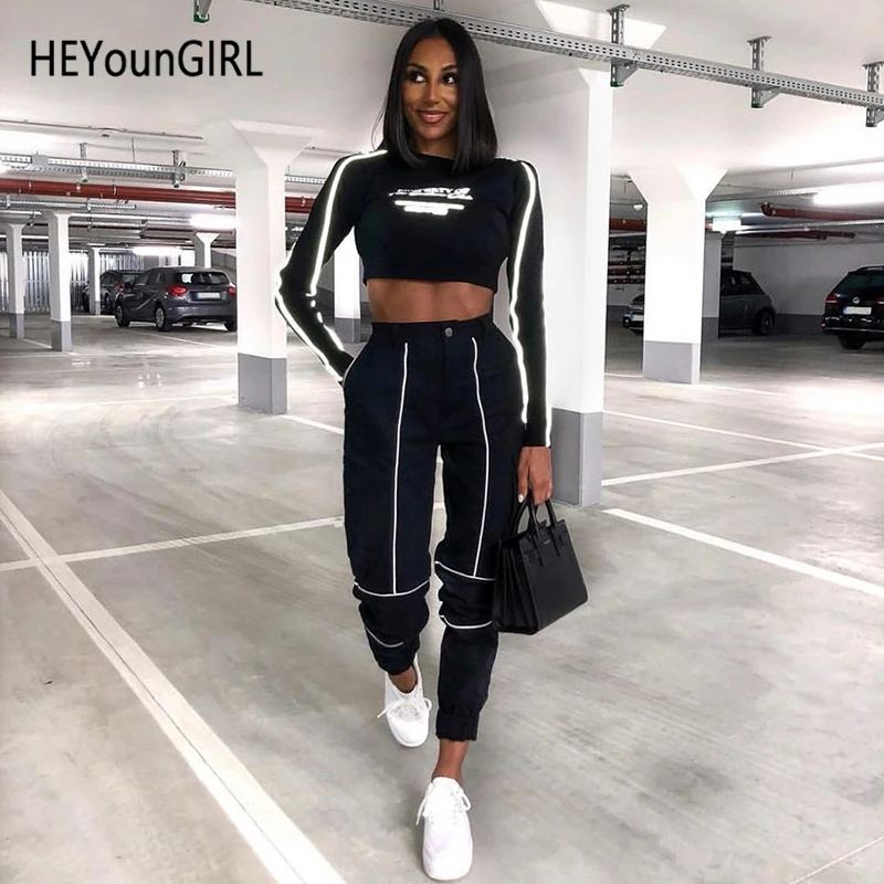 Heyoungirl Reflective Strips Hip Hop Pants Women Black High Waist Ladies Trousers Casual Harajuku Sweatpants Woman Streetwear
Heyoungirl Reflective Strips Hip Hop Pants Women Black High Waist Ladies Trousers Casual Harajuku Sweatpants Woman Streetwear