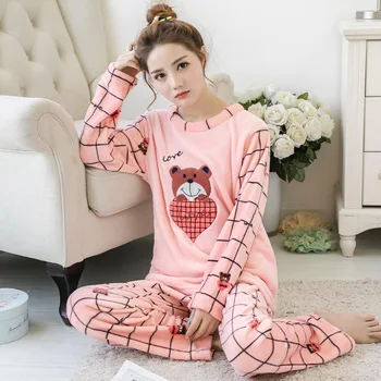 Thick Warm Casual Plaid Flannel Pajama Sets For Women Winter Long Sleeve Coral Velvet Pyjama Cute Cartoon Sleepwear Pijama Mujer
Thick Warm Casual Plaid Flannel Pajama Sets For Women Winter Long Sleeve Coral Velvet Pyjama Cute Cartoon Sleepwear Pijama Mujer