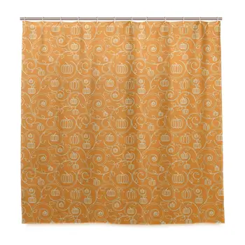 Unique Shower Curtain Pattern with Pumpkin Leaves and Swirls On Orange Backdrop Halloween Inspired Eco-Friendly with 12 Hooks in
Unique Shower Curtain Pattern with Pumpkin Leaves and Swirls On Orange Backdrop Halloween Inspired Eco-Friendly with 12 Hooks in