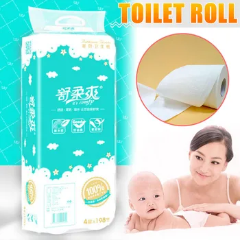 

QIC 10pcs 4layer Wood Pulp Disposable Paper Towels Household Toliet Paper Rolls Soft Toilet Roll Papier Toilette