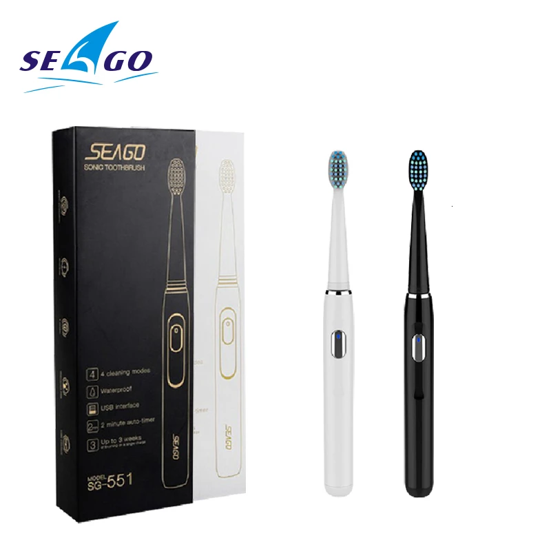 Seago Sonic Rechargeable Electric Toothbrush with 3 Replacement Brush Heads 2 Minutes Timer & 4 Brushing Modes Waterproof SG551
Seago Sonic Rechargeable Electric Toothbrush with 3 Replacement Brush Heads 2 Minutes Timer & 4 Brushing Modes Waterproof SG551