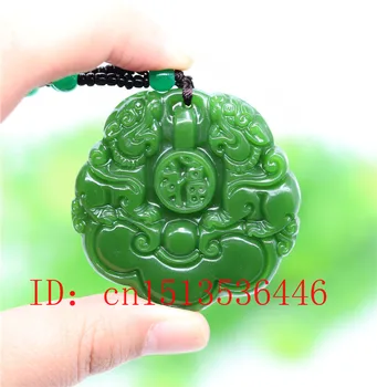

Chinese Green Jade Dragon Pendant Blessing Necklace Fashion Accessories Jewelry Carved Amulet Luck Gifts Women Sweater Chain