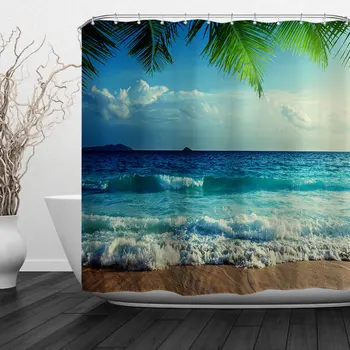 Home Bathroom Decorative Polyester Fabric Ocean Beach Theme Shower Curtain with Hooks, Waterproof Fabric, Weighted Bottom, 72" W
Home Bathroom Decorative Polyester Fabric Ocean Beach Theme Shower Curtain with Hooks, Waterproof Fabric, Weighted Bottom, 72" W