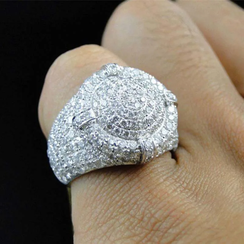 Кольцо с прозрачным Цирконом для мужчин и женщин роскошное круглое ювелирное