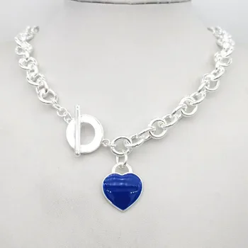 Sterling Silver 925 Classic Pop Fashion Dark Blue Enamel Heart Shape Pendant Girl Necklace Jewelry Holiday Gift
Sterling Silver 925 Classic Pop Fashion Dark Blue Enamel Heart Shape Pendant Girl Necklace Jewelry Holiday Gift