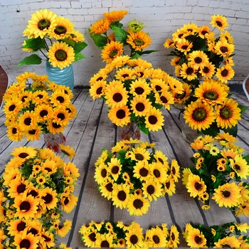 Autumn Yellow Sunflower Silk Artificial Flowers Bouquet For Wedding Home Decorations Office Party Garden Decor 
Autumn Yellow Sunflower Silk Artificial Flowers Bouquet For Wedding Home Decorations Office Party Garden Decor