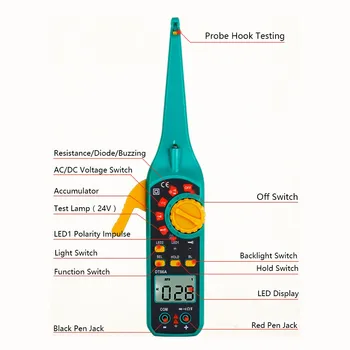 PROTMEX 86A Multifunction LCD Display Automotive Vehicle Circuit Tester AC/DC 12V/24V Voltage Signal Tester With Resistor Diode
PROTMEX 86A Multifunction LCD Display Automotive Vehicle Circuit Tester AC/DC 12V/24V Voltage Signal Tester With Resistor Diode