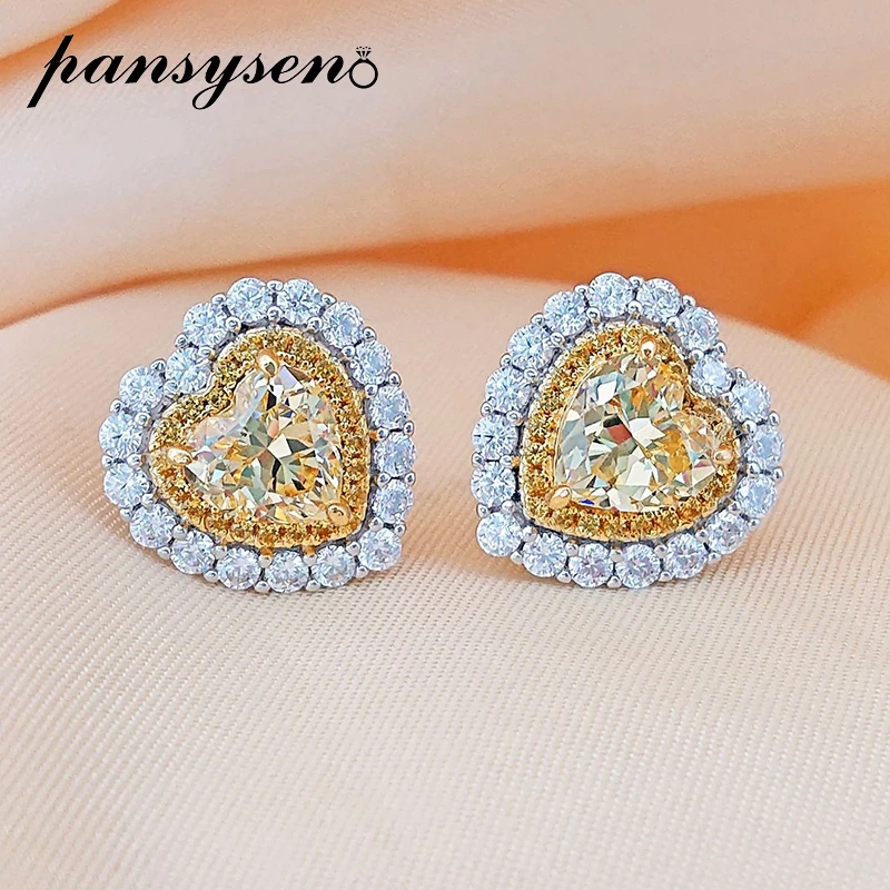 PANSYSEN Romantic 100% 925 Sterling Silver Heart Simulated Moissanite Citrine Gemstone Stud Earrings for Women Ear Fine Jewelry
PANSYSEN Romantic 100% 925 Sterling Silver Heart Simulated Moissanite Citrine Gemstone Stud Earrings for Women Ear Fine Jewelry
