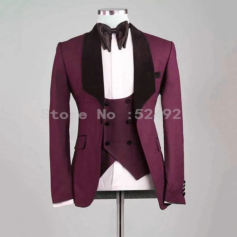 Groomsmen Burgundy Groom Tuxedos Shawl Black Velvet Lapel Mens Suits Wedding Best Man 3 Pieces ( Jacket+Pants+Vest+Tie ) C835
Groomsmen Burgundy Groom Tuxedos Shawl Black Velvet Lapel Mens Suits Wedding Best Man 3 Pieces ( Jacket+Pants+Vest+Tie ) C835