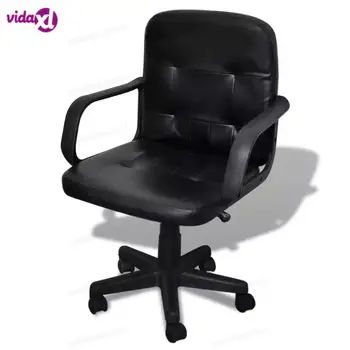 

Vidaxl 5 Wheels Classic Modern Leather Mix Office Chair 360 Degrees Swiveling Black Chairs With Adjustable Rocking Mechanism