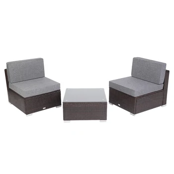 【US Warehouse】3 Pieces Patio PE Wicker Rattan Sofa Set 
【US Warehouse】3 Pieces Patio PE Wicker Rattan Sofa Set