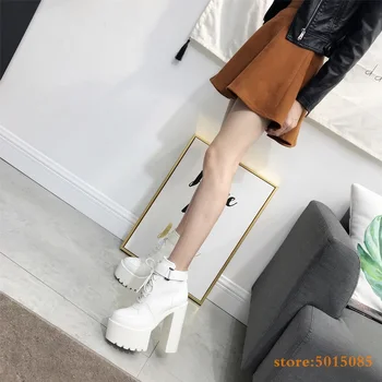 15Cm Super High-Heel Short Boots Lace-Up Womens Shoe Model Catwalk Thick With Martin Boots Sexy Elegant Ankle Boots Single Boots
15Cm Super High-Heel Short Boots Lace-Up Womens Shoe Model Catwalk Thick With Martin Boots Sexy Elegant Ankle Boots Single Boots