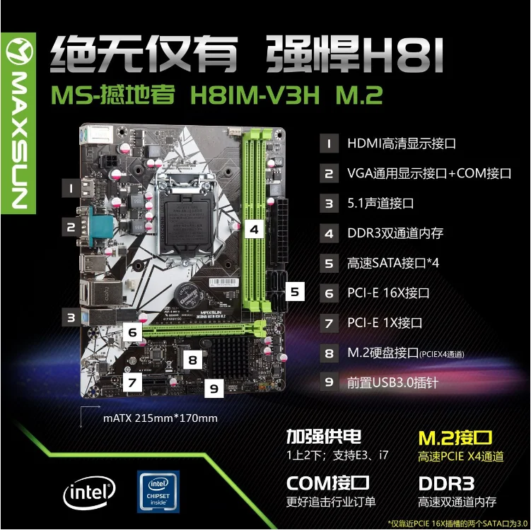 Desktop Motherboard ITX Intel H81M-V3H M2 LGA 1150 Socket USB2.0 SATA3.0 PCI-E Dual Memory M2 DDR3 i3 i5 i7 Processor Original
Desktop Motherboard ITX Intel H81M-V3H M2 LGA 1150 Socket USB2.0 SATA3.0 PCI-E Dual Memory M2 DDR3 i3 i5 i7 Processor Original