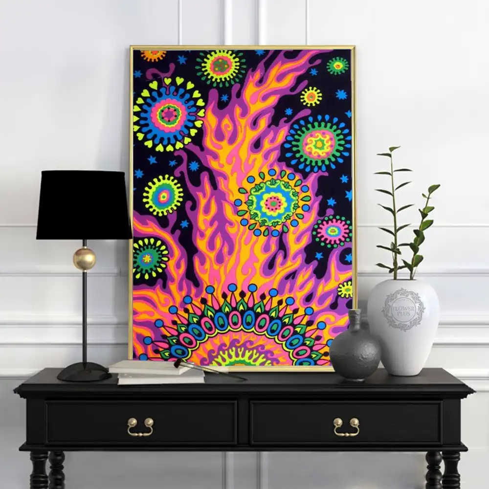 psychedelic trippy abstract art silk fabric poster print 13x20