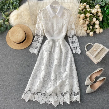 FMFSSOM Women Lace Hollow Out Sweet High Waist Slim Dresses Spring Summer Women's Turndown Collar Long Sleeve Medium Long Dress
FMFSSOM Women Lace Hollow Out Sweet High Waist Slim Dresses Spring Summer Women's Turndown Collar Long Sleeve Medium Long Dress
